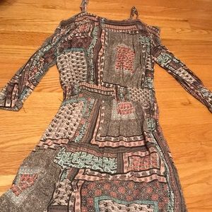 Tribal print off shoulder dress